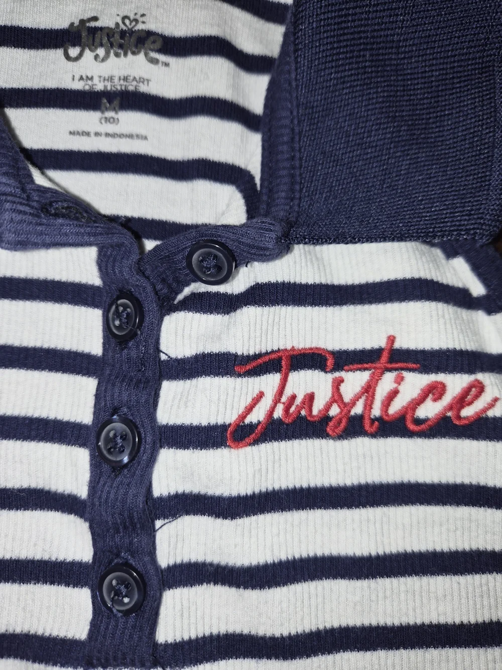 Justice Girls' Navy & White Striped Polo Tank Top